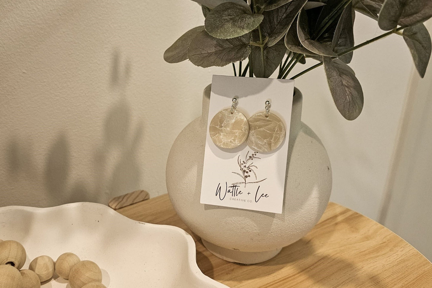 Round Drop Earrings | Translucent Marble